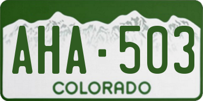 CO license plate AHA503