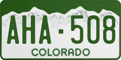 CO license plate AHA508