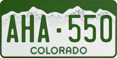 CO license plate AHA550