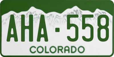 CO license plate AHA558