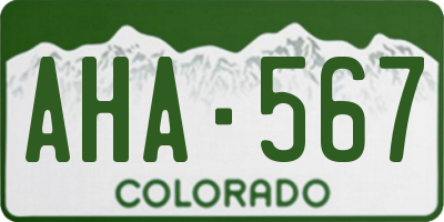 CO license plate AHA567