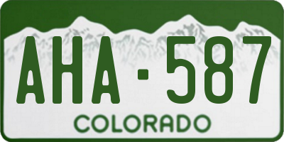 CO license plate AHA587