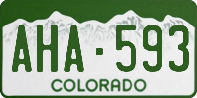 CO license plate AHA593