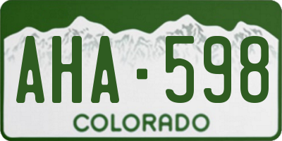 CO license plate AHA598