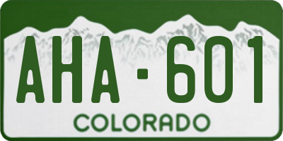 CO license plate AHA601