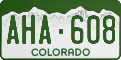 CO license plate AHA608