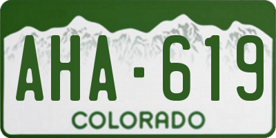 CO license plate AHA619