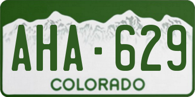 CO license plate AHA629