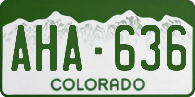 CO license plate AHA636