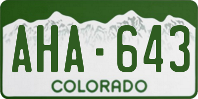 CO license plate AHA643