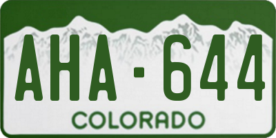 CO license plate AHA644