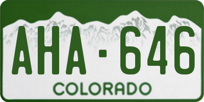 CO license plate AHA646