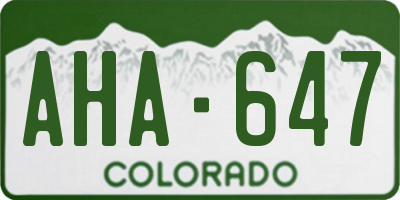 CO license plate AHA647