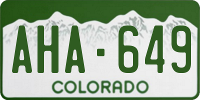 CO license plate AHA649