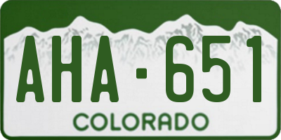 CO license plate AHA651