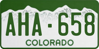 CO license plate AHA658