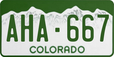 CO license plate AHA667