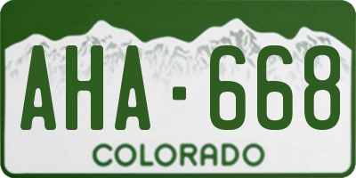 CO license plate AHA668