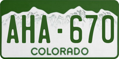CO license plate AHA670