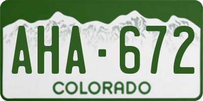 CO license plate AHA672