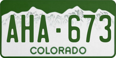 CO license plate AHA673