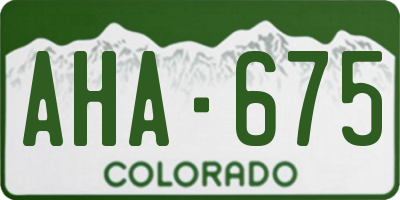 CO license plate AHA675