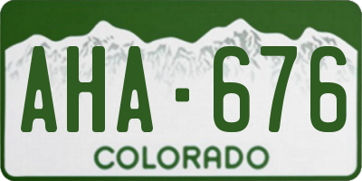 CO license plate AHA676
