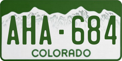CO license plate AHA684