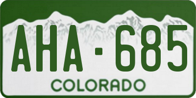 CO license plate AHA685