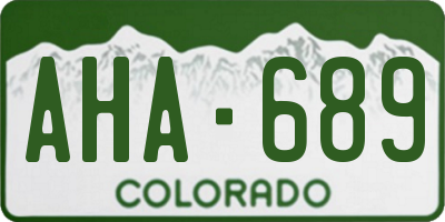 CO license plate AHA689