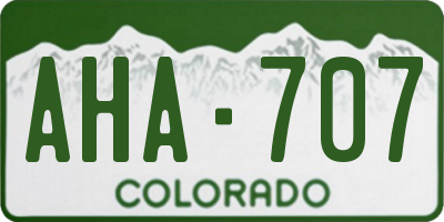 CO license plate AHA707
