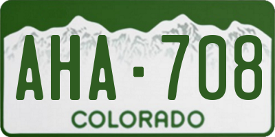 CO license plate AHA708