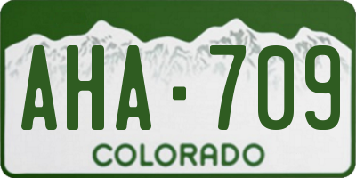 CO license plate AHA709
