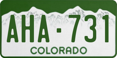CO license plate AHA731