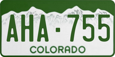 CO license plate AHA755
