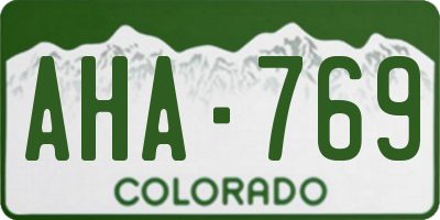 CO license plate AHA769