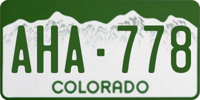 CO license plate AHA778