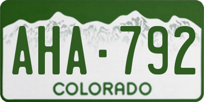 CO license plate AHA792