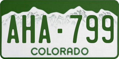 CO license plate AHA799
