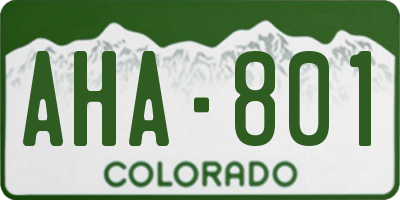 CO license plate AHA801