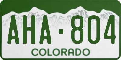 CO license plate AHA804