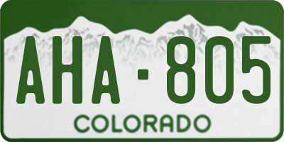 CO license plate AHA805
