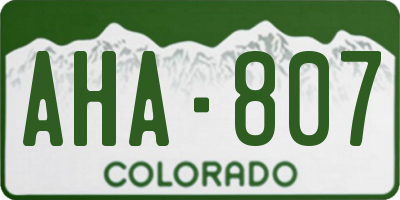 CO license plate AHA807