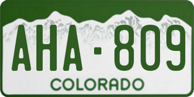 CO license plate AHA809