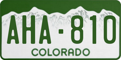 CO license plate AHA810