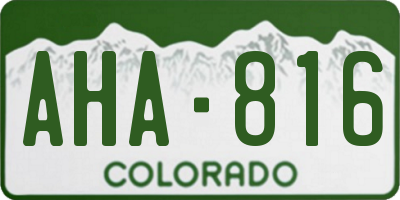 CO license plate AHA816