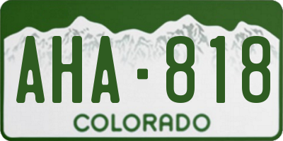 CO license plate AHA818