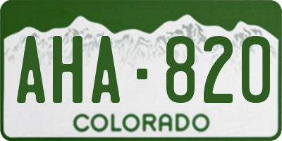 CO license plate AHA820