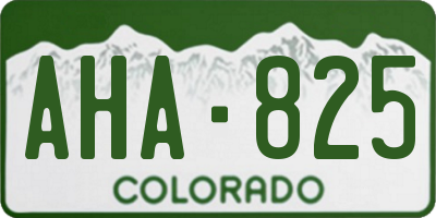 CO license plate AHA825