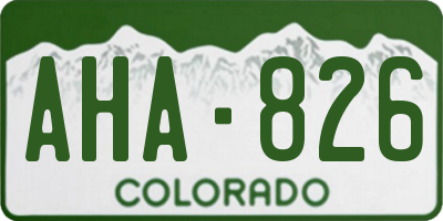CO license plate AHA826